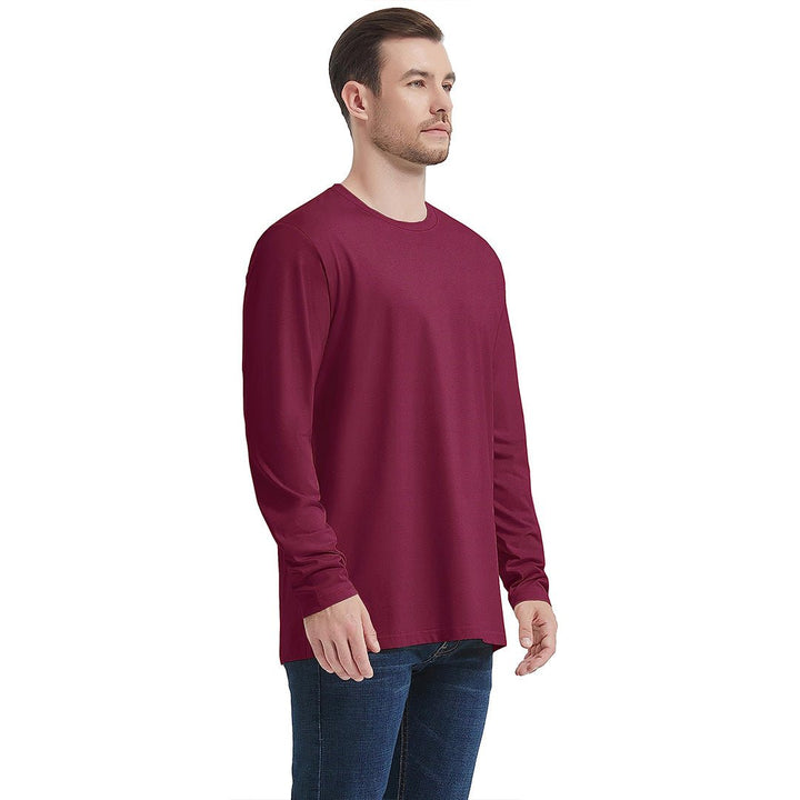 Men's Cotton Solid Color Classic Casual Long Sleeve T-shirt - Men's T-shirts