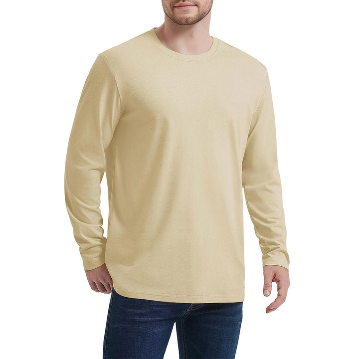 Men's Cotton Solid Color Classic Casual Long Sleeve T-shirt - Men's T-shirts