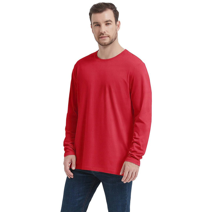 Men's Cotton Solid Color Classic Casual Long Sleeve T-shirt - Men's T-shirts