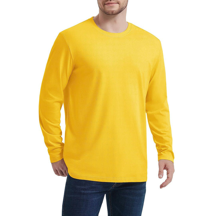 Men's Cotton Solid Color Classic Casual Long Sleeve T-shirt - Men's T-shirts