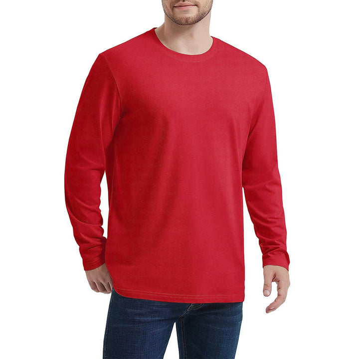 Men's Cotton Solid Color Classic Casual Long Sleeve T-shirt - Men's T-shirts