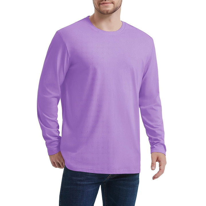 Men's Cotton Solid Color Classic Casual Long Sleeve T-shirt - Men's T-shirts