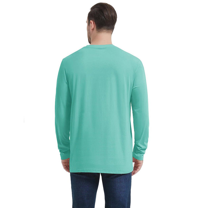 Men's Cotton Solid Color Classic Casual Long Sleeve T-shirt - Men's T-shirts