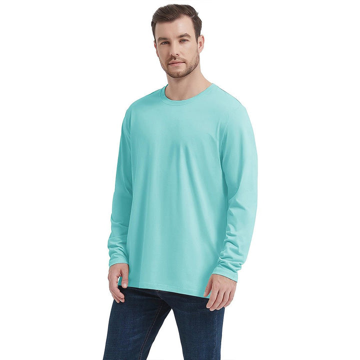 Men's Cotton Solid Color Classic Casual Long Sleeve T-shirt - Men's T-shirts