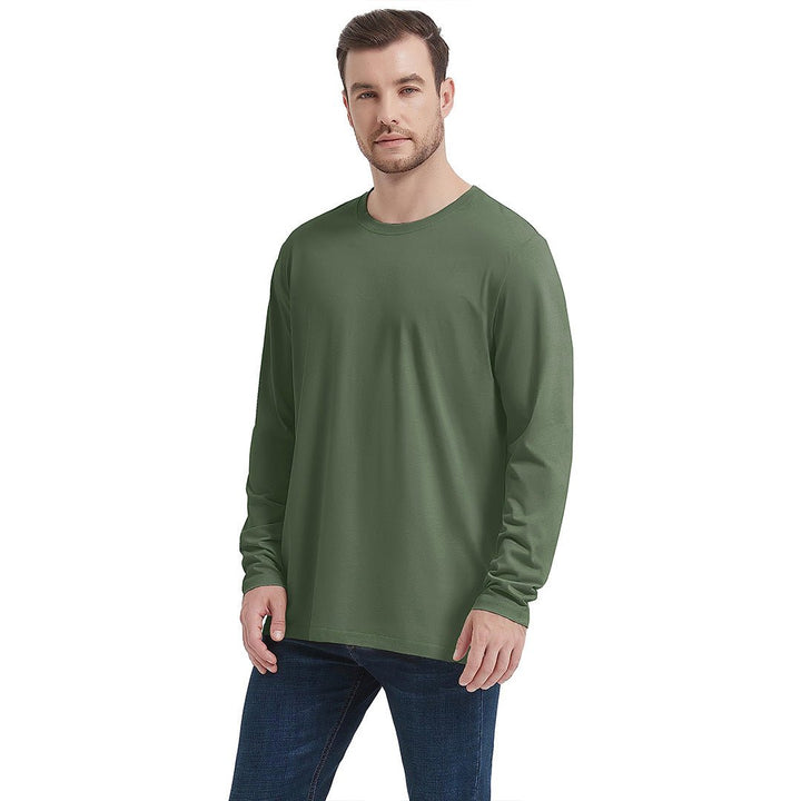 Men's Cotton Solid Color Classic Casual Long Sleeve T-shirt - Men's T-shirts