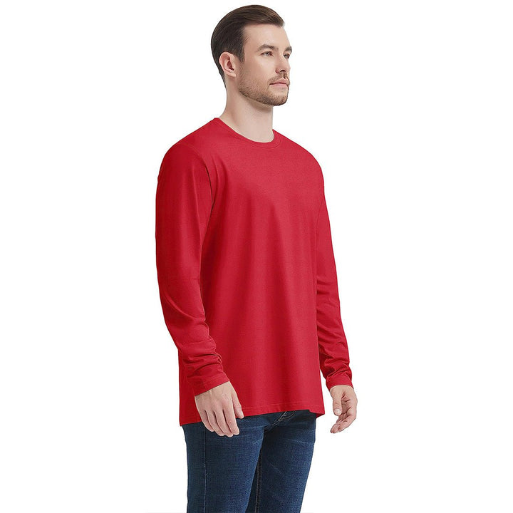 Men's Cotton Solid Color Classic Casual Long Sleeve T-shirt - Men's T-shirts