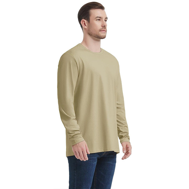 Men's Cotton Solid Color Classic Casual Long Sleeve T-shirt - Men's T-shirts