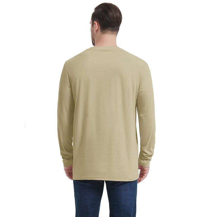 Men's Cotton Solid Color Classic Casual Long Sleeve T-shirt - Men's T-shirts