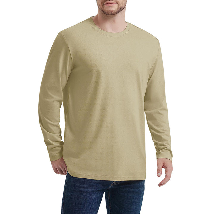 Men's Cotton Solid Color Classic Casual Long Sleeve T-shirt - Men's T-shirts