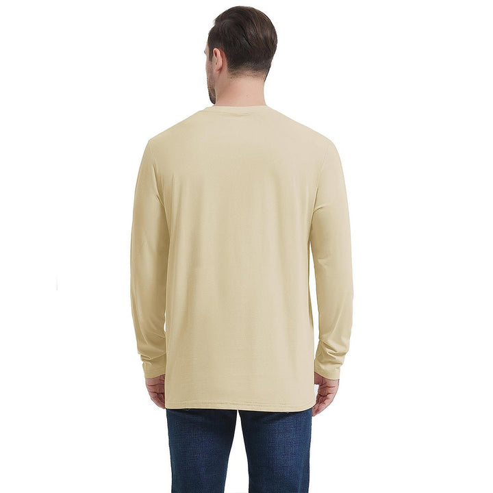 Men's Cotton Solid Color Classic Casual Long Sleeve T-shirt - Men's T-shirts
