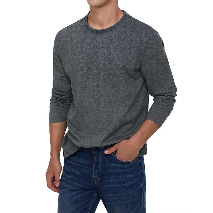 Men's Cotton Solid Color Classic Casual Long Sleeve T-shirt - Men's T-shirts