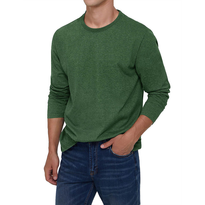 Men's Cotton Solid Color Classic Casual Long Sleeve T-shirt - Men's T-shirts
