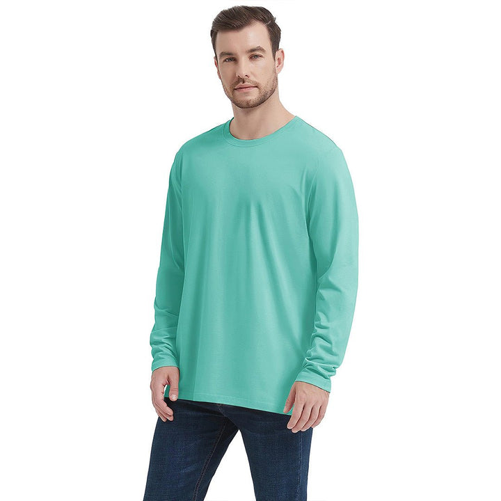 Men's Cotton Solid Color Classic Casual Long Sleeve T-shirt - Men's T-shirts