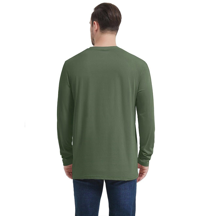 Men's Cotton Solid Color Classic Casual Long Sleeve T-shirt - Men's T-shirts