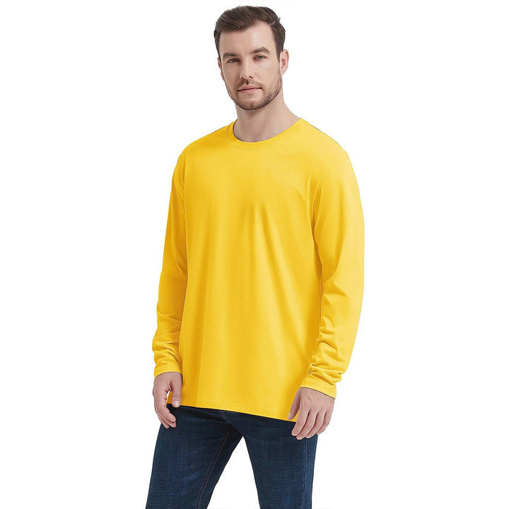 Men's Cotton Solid Color Classic Casual Long Sleeve T-shirt - Men's T-shirts