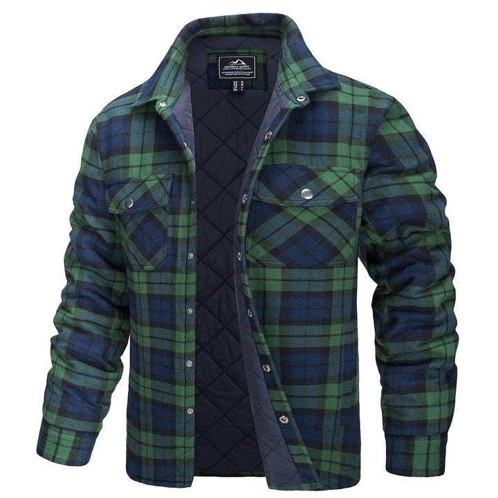 Plaid check flannel shirt jacket for autumn