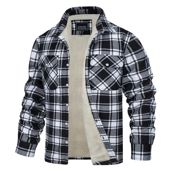 Men's Fleece Jackets Flannel Work Shirt Casual Button Down Coat - Fall Winter 2022