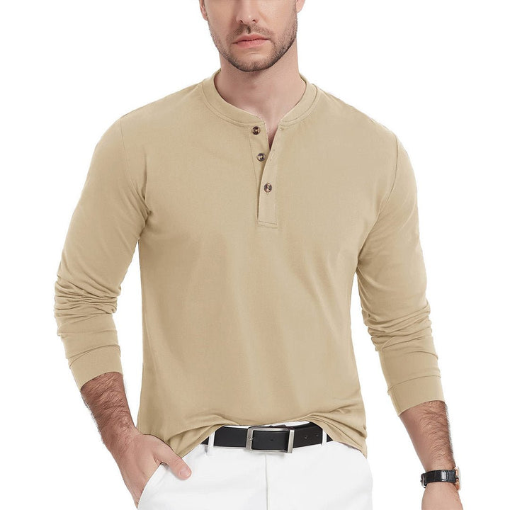 Men's Henley Long Sleeve Cotton Casual Shirts - Men's T-shirts