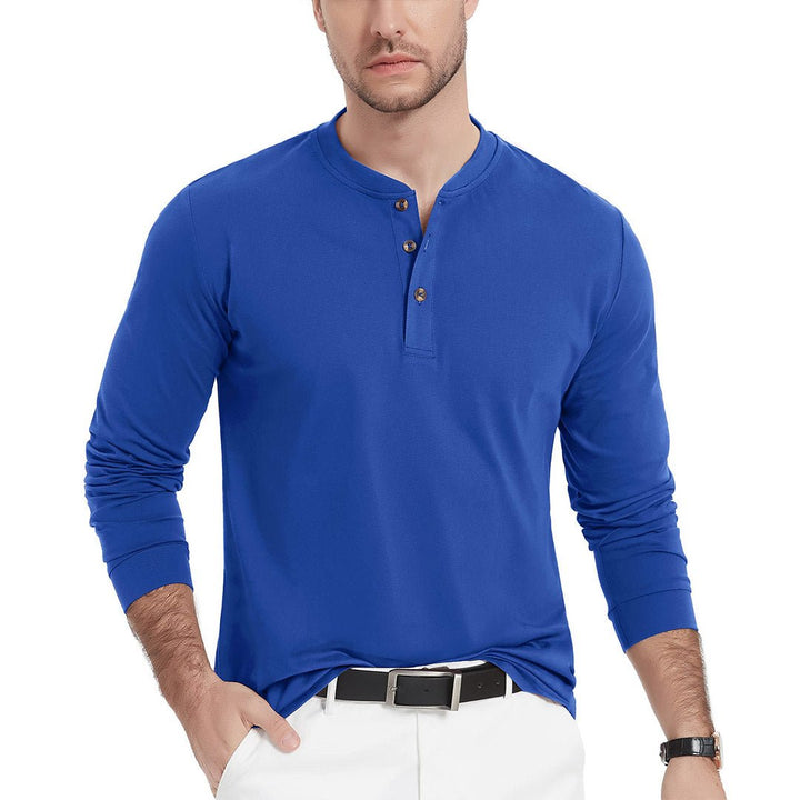 Men's Henley Long Sleeve Cotton Casual Shirts - Men's T-shirts