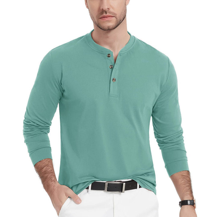 Men's Henley Long Sleeve Cotton Casual Shirts - Men's T-shirts