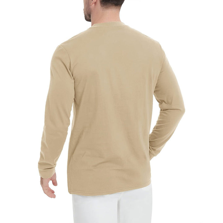 Men's Henley Long Sleeve Cotton Casual Shirts - Men's T-shirts