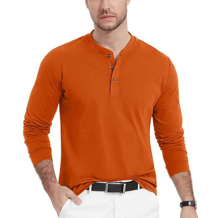 Men's Henley Long Sleeve Cotton Casual Shirts - Men's T-shirts