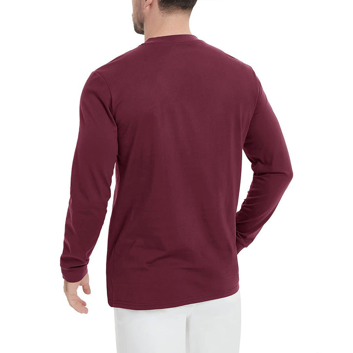 Men's Henley Long Sleeve Cotton Casual Shirts - Men's T-shirts