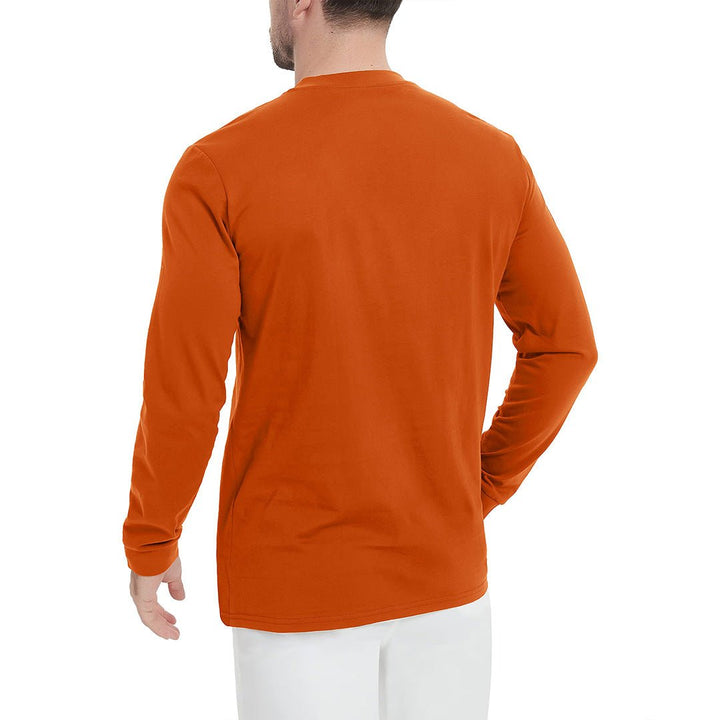 Men's Henley Long Sleeve Cotton Casual Shirts - Men's T-shirts