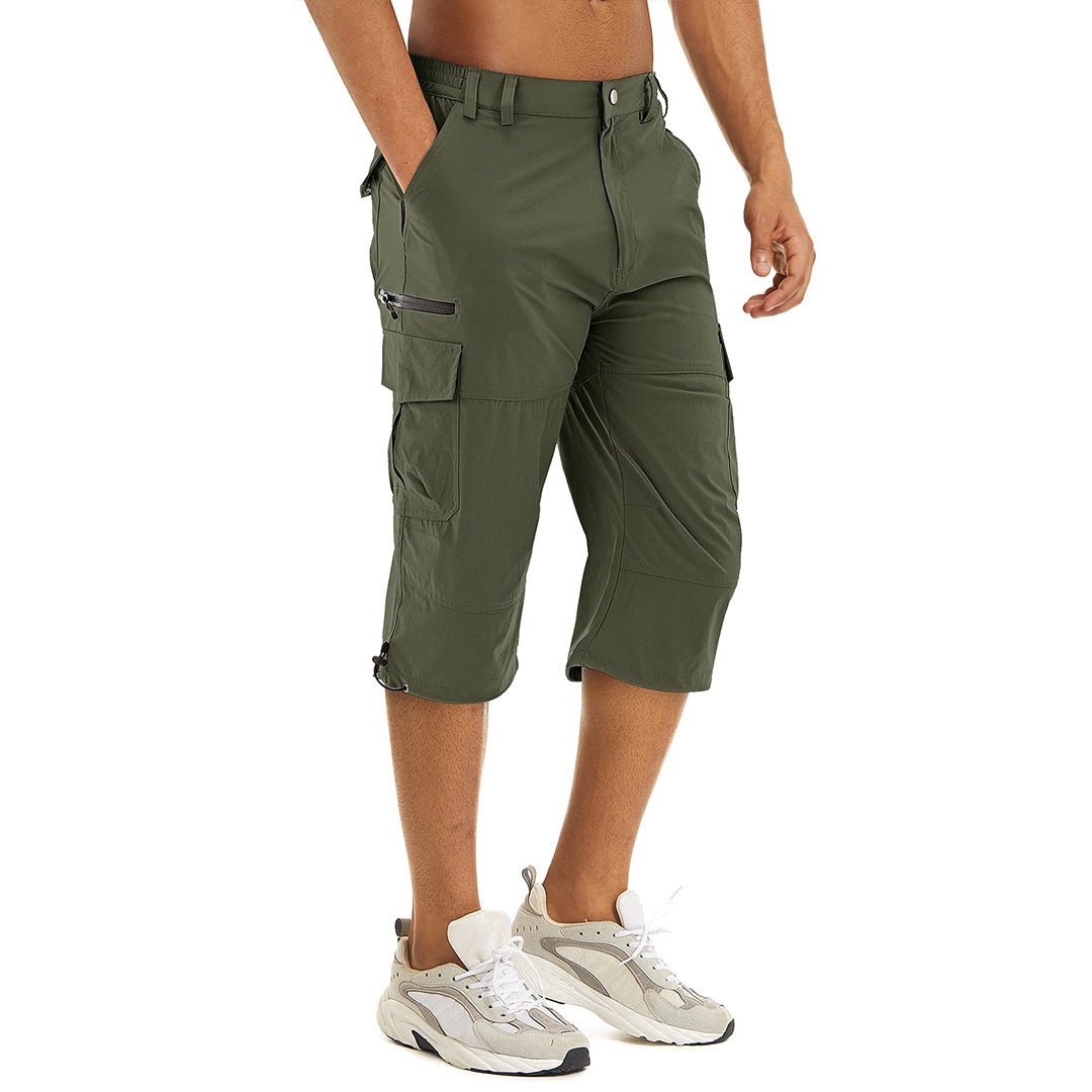 TACVASEN Men s Hiking Shorts 3 4 Quick Dry Cargo Shorts Bean Green 30