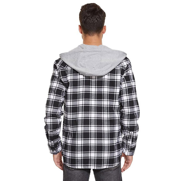 Men's Hooded Shirts Long Sleeve Casual Buffalo Plaid Button - Men's Sweatshirts