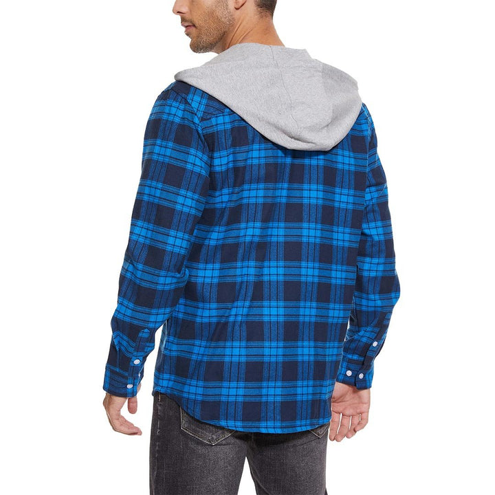 Men's Hooded Shirts Long Sleeve Casual Buffalo Plaid Button - Men's Sweatshirts