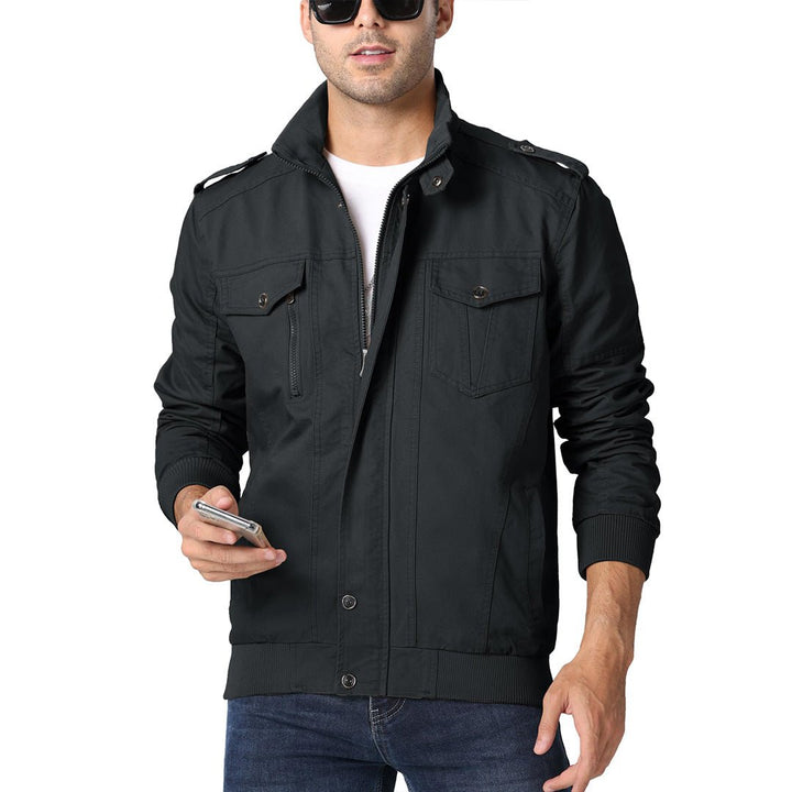 Men's Lightweight Casual Cotton Military Cargo Jacket - Men's Coats