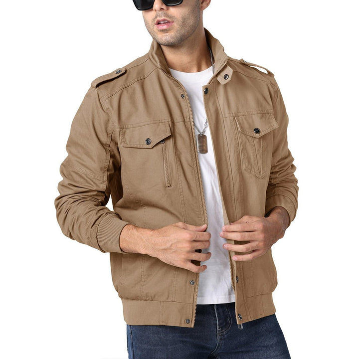 Men's Lightweight Casual Cotton Military Cargo Jacket - Men's Coats