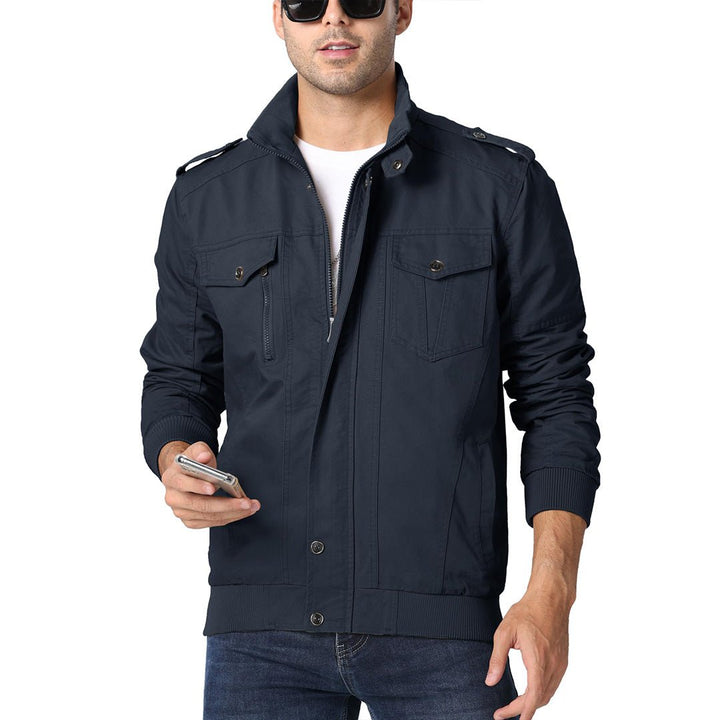 Men's Lightweight Casual Cotton Military Cargo Jacket - Men's Coats