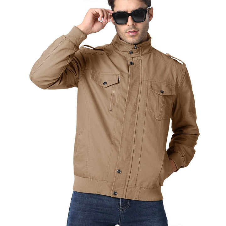 Men's Lightweight Casual Cotton Military Cargo Jacket - Men's Coats