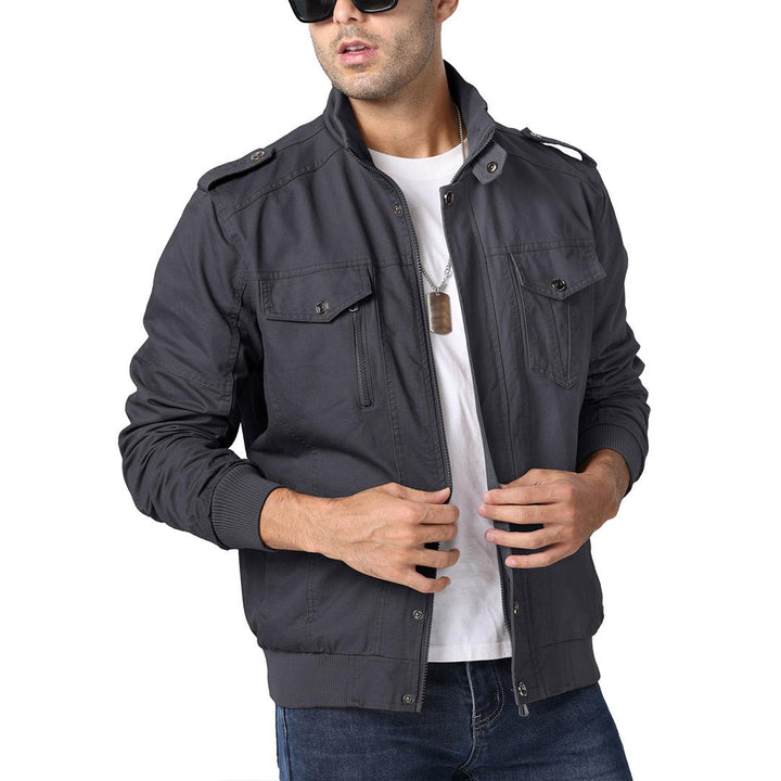 Men's Lightweight Casual Cotton Military Cargo Jacket - Men's Coats