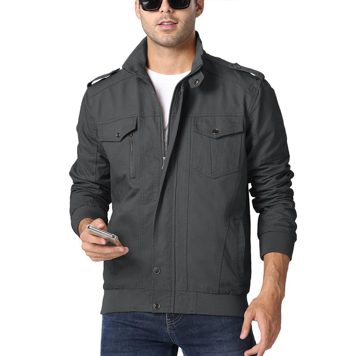 Men's Lightweight Casual Cotton Military Cargo Jacket - Men's Coats