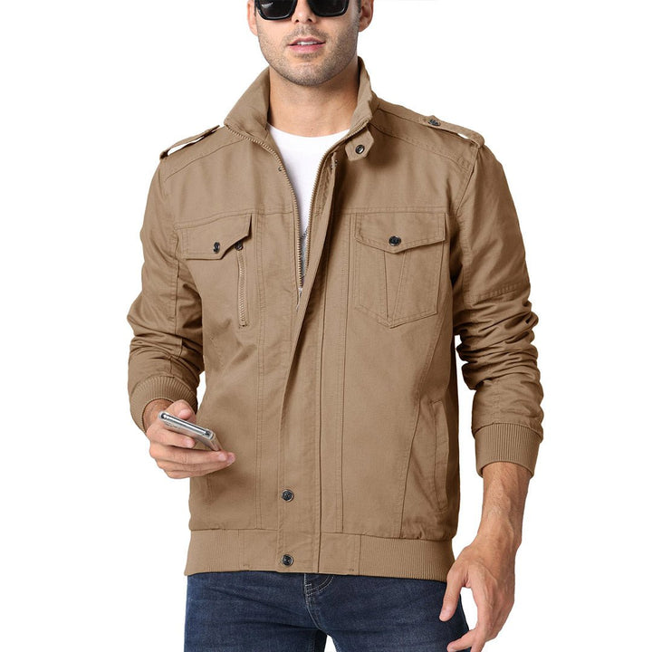 Men's Lightweight Casual Cotton Military Cargo Jacket - Men's Coats