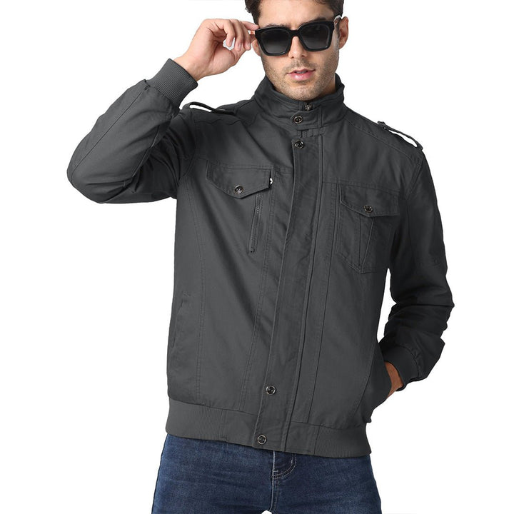 Men's Lightweight Casual Cotton Military Cargo Jacket - Men's Coats