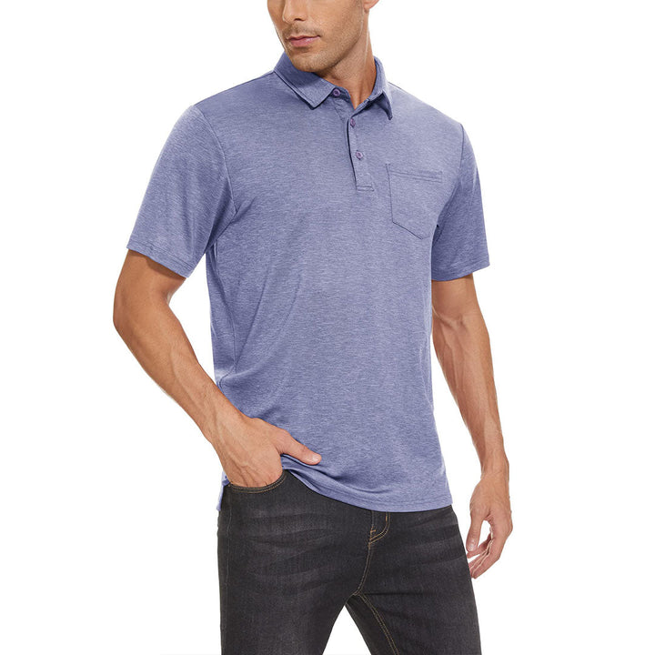 Men's Polo Quick Dry 3 Buttons T-Shirt with Pockets - Men's Polo Shirts