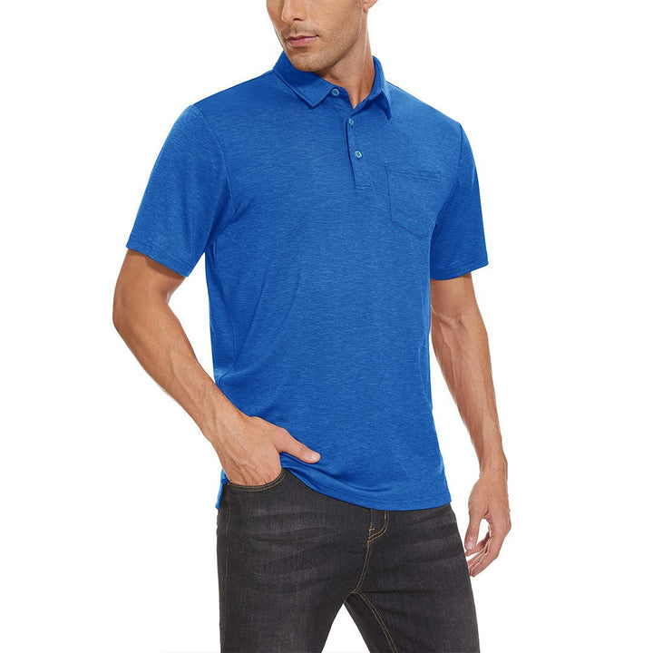 Men's Polo Quick Dry 3 Buttons T-Shirt with Pockets - Men's Polo Shirts