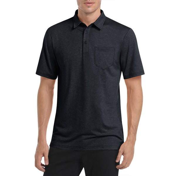 Men's Polo Quick Dry 3 Buttons T-Shirt with Pockets - Men's Polo Shirts