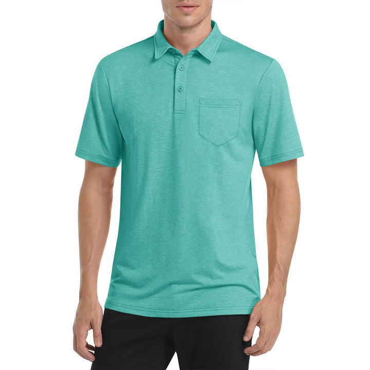 Men's Polo Quick Dry 3 Buttons T-Shirt with Pockets - Men's Polo Shirts