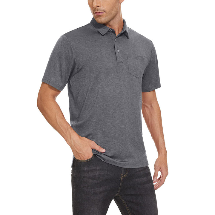 Men's Polo Quick Dry 3 Buttons T-Shirt with Pockets - Men's Polo Shirts