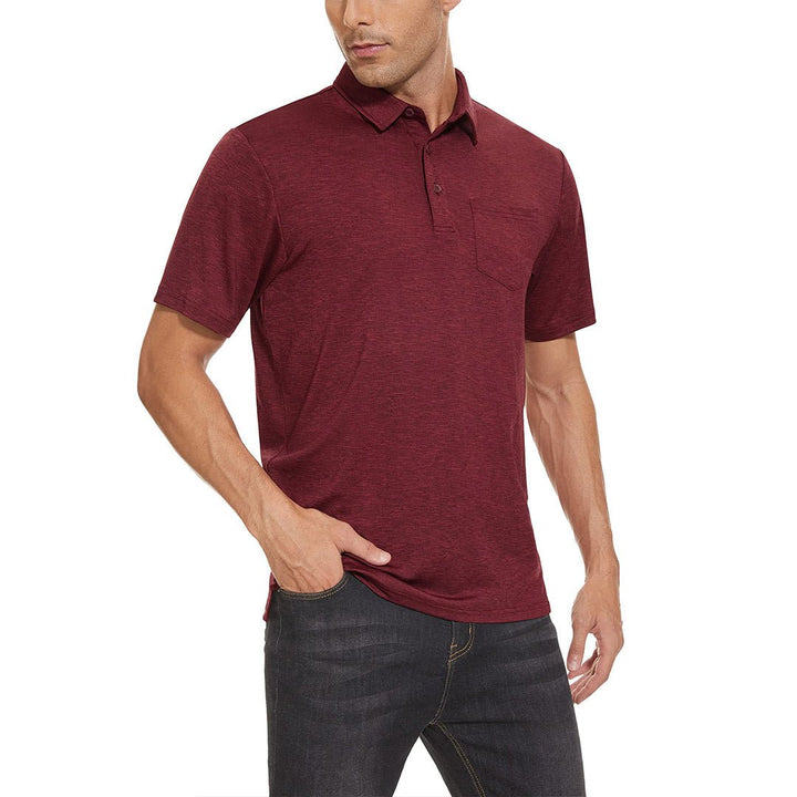 Men's Polo Quick Dry 3 Buttons T-Shirt with Pockets - Men's Polo Shirts