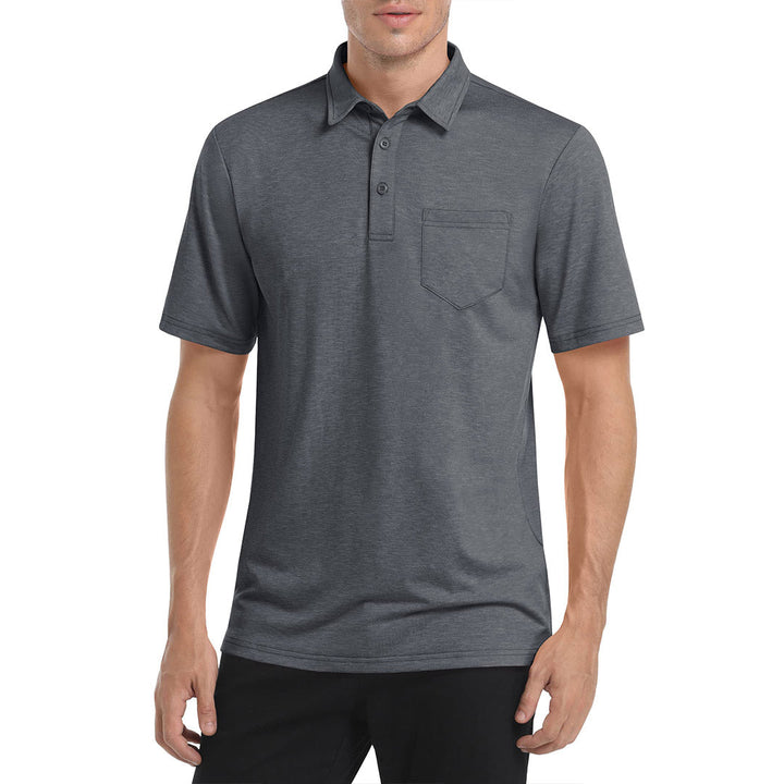 Men's Polo Quick Dry 3 Buttons T-Shirt with Pockets - Men's Polo Shirts