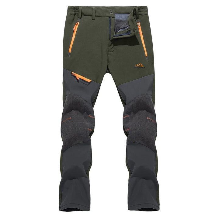 Men's Snow Hiking Water-Resistant Ski Fleece Lined Pants, Army Green / 38