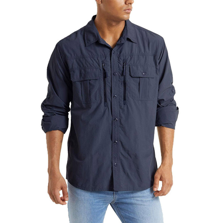 Men's Tactical Sun Protective Button-Down Long Sleeve Shirt - Men's Hiking Clothing