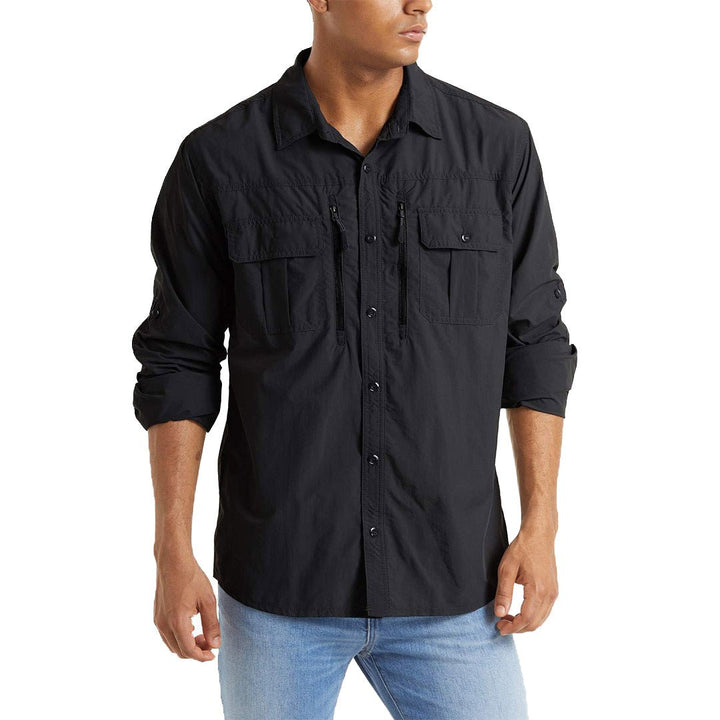 Men's Tactical Sun Protective Button-Down Long Sleeve Shirt - Men's Hiking Clothing