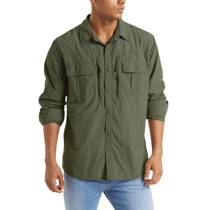 Men's Tactical Sun Protective Button-Down Long Sleeve Shirt - Men's Hiking Clothing